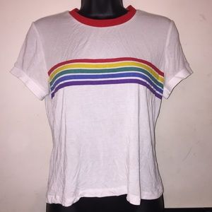 white rainbow striped crop top | rue 21